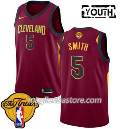Maglia Cleveland Cavaliers J.R. Smith 5 2018 NBA Finals Patch Nike Rosso Swingman - Bambino